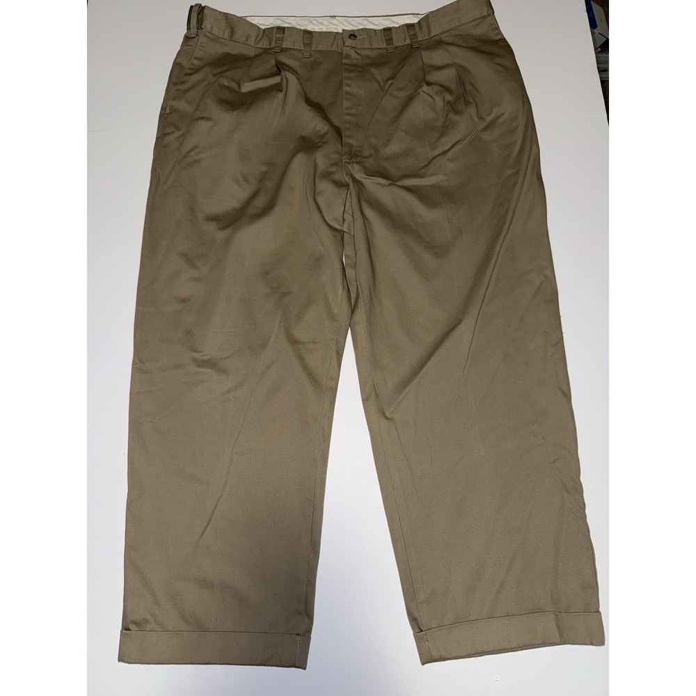 Wrangler Men 44x32 Khaki Pants Pleated Chino Beige 100% Cotton Tan Timber Creek